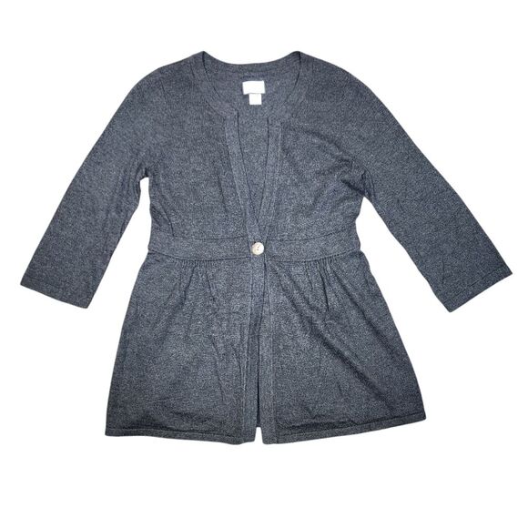 Motherhood Maternity Gray Cardigan Sweater‎ Long Sleeve Button Flowy Tunic M - Picture 12 of 13